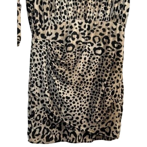 Zara Dress Women's Size XS 3/4 Sleeve Leopard Print Mini Wrap Front - Picture 6 of 9